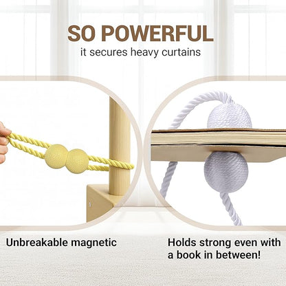 Hion Magnetic Curtain Tiebacks Golden 6 Pack, Curtain Tiebacks Buckles Holdbacks Holders Hooks Clip for Home Bedroom Office Decorative Thick or Thin Curtain