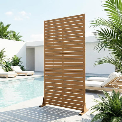 Casaphoria Metal Privacy Screen Outdoor, 72" H x 35" W Freestanding Decorative Privacy Screen for Patio Deck Balcony Garden with Stable Base, Black-Perilla