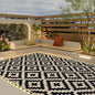 SAND MINE Reversible Mats with Led Strip Lights, Plastic Straw Rug, Modern Area Rug, Large Floor Mat for Outdoors, Patio, Backyard, Deck, Picnic, Camping, Black & Beige, 5' x 8'