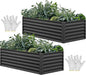 YITAHOME 6x3x2ft 2pcs Large Raised Garden Bed Kit, Galvanized Metal Planter Box with Gloves, Ground Nails, Support Rod, Outdoor Above Ground Planters for Plants Vegetables Flowers, Black