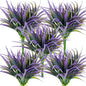 32Pcs Artificial Grass Fake Plants 17.3in Outdoor Plants UV Resistant Faux Greenery Stems Fake Grass for Home Window Garden Office Patio Pathway Front Porch Halloween Décor Green & Purple