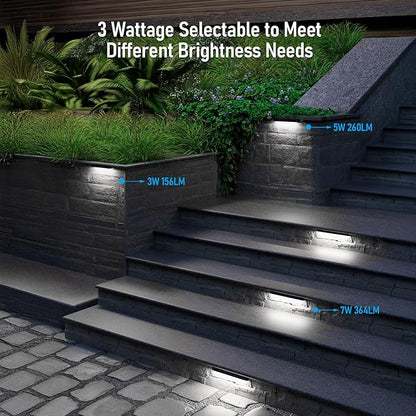 LEONLITE 12 Inch LED Hardscape Lighting, Update Retaining Wall Lights, LED Landscape Lighting, 12-24V AC/DC Paver Light Low Voltage, 3W/5W/7W Dimmable Outdoor Step Light, 5000K Daylight, ETL, 4 Pack