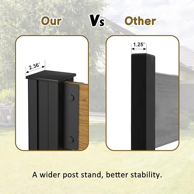 MUPATER 5ft H×3.3ft W No Dig Wooden Privacy Screen, 2 Way to Use, Ideal Outdoor - Image 5