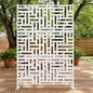Casaphoria Metal Privacy Screen Outdoor, 72" H x 47" W Freestanding Decorative Privacy Screen for Patio Deck Balcony Garden with Stable Base, White-Helen