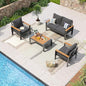 Aoxun Aluminum Patio Furniture Set 4 Seats, Oversized Outdoor Sectional with Washable Cushions, Coffee Table and Waterproof Cover, Patio Conversation Sets for Porch, Balcony, Deck