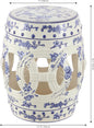 Decorative Garden Stool, Blue and White Ceramic, 16.5-Inch Tall
