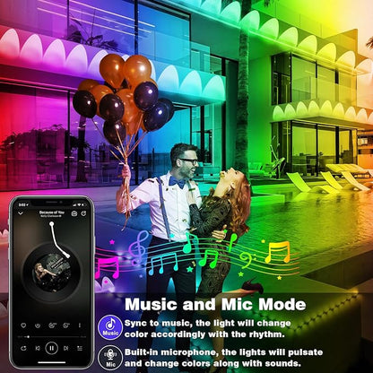 FBZ 300FT Permanent Outdoor RGB Lights - IP67 Waterproof with Smart App Control Remote,DIY Scene Modes, Music Synchronization,Eaves Lights for Garden Decor,Deck,Christmas