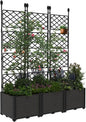 IDEALHOUSE 3 PCS Raised Garden Bed with Trellis, 50" W×63" T Plastic Planter Box with Privacy Screen, Sturdy Lightweight Vertical Garden for Climbing Plants Patio Balcony Backyard