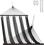 Lazy Daze Hammocks 10.5 FT Double 2 Person Caribbean Rope Hammock, Hand Woven Polyester Hammock with Spreader Bars, for Outside Outdoor Backyard Patio Poolside, 450 LBS Capacity, Black/White