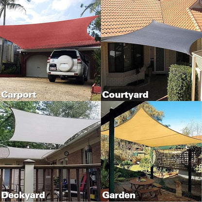 KANAGAWA Sun Shade Sail Curved 24'X24' Rust Red Rectangle Outdoor Shade Cover UV Blovk Canopy for Patio Garden Backyard Heavy Duty Permeable 185GSM (We Make Custom Size)