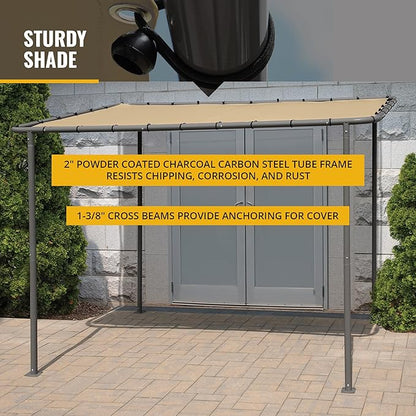 ShelterLogic 10' x 6' Solano Gazebo Canopy Charcoal Carbon Steel Frame and Water-Resistant and Sun Protection Tan Cover
