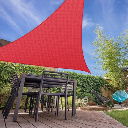 E&K Sunrise 25' x 25' x 25' Sun Shade Sail Triangle Canopy Shade Cover UV Block for Patio Backyard Garden Outdoor (Red)
