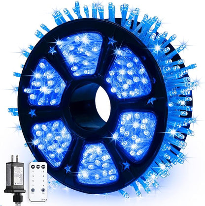 String Lights, 600 LED Blue Outdoor Waterproof 168 ft Reel