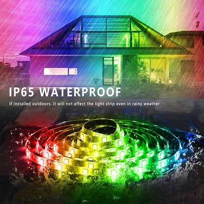 100ft(2*50ft) Outdoor Led Strip Lights Waterproof, Ip68 Outside Led Light Strip Waterproof with Remote and App Control, Exterior Led Rope Lights Music Syne RGB Strip Lights for House Party