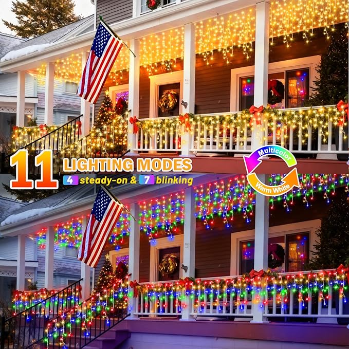 String Lights, 400 LED 33 ft Outdoor Color Changing Warm White to Multicolor