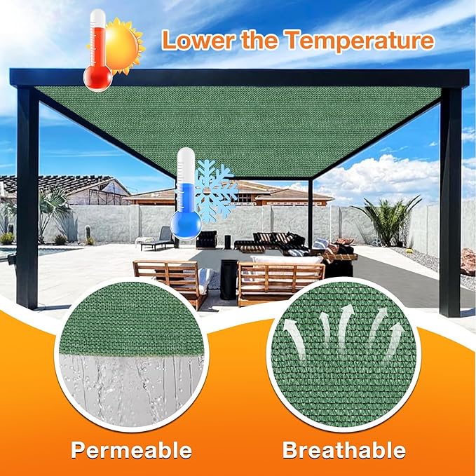 Artpuch Outdoor Pergola Shade Cover 8' X 22' Sun Shade Cloth with Grommets, 90% UV Protection Canopy Patio Privacy Screen (Customized Available) GN107, Green