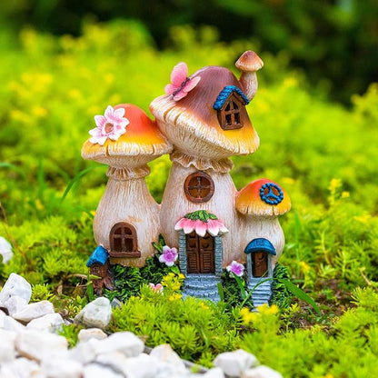 Solar Garden Statue Lights Mushroom Mothers Day Decorations Fairy House Figurine Lights, Outdoor Memorial Garden Ornaments Waterproof Decoration for Outside Patio Yard Lawn Decor