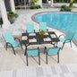 Patio Dining Chairs Set of 6, Stackable Light Blue Mesh