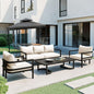Merax 4 Piece Sectional Furniture Patio Sofa Multi-Person Outdoor Steel Sofa Set, Waterproof, Anti-Rust and Anti-uv, Suitable for Gardens and Lawns，Beige