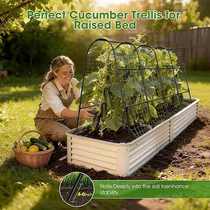 Cucumber Trellis for Raised Bed,U-Shape Garden Trellis for Climbing Plants Outdoor, Metal Arch Vegetables Trellis, Plant Support for Vine (Black, 63" Lx21.6 Wx47.2 H-Large)