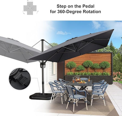 PURPLE LEAF 10'×13' Patio Umbrella with Base Included and Cover Outdoor Umbrella with Cover Extra Large Heavy Duty Cantilever Umbrella Grey