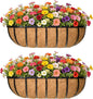 30 Inch Railing Planter Window Box Deck Balcony Rail Planter with Coco Liner Metal Wall-Mounted Coconut Liner Basket English Horse Trough for Outdoor Balcony Porch Fence Patio (2 Pack)