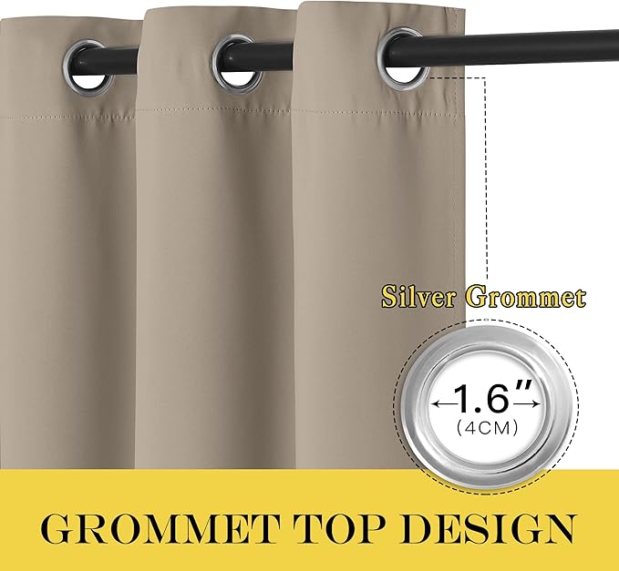 NICETOWN Patio Door Curtain Sound Blocking, Bedroom Privacy Room Divider Curtain, Thermal Insulated Blackout Closet Sliding Door Shade (1 Panel, 100" Wide x 120" Long, Taupe)