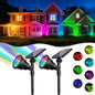 ROSHWEY Solar Spot Lights Outdoor, 7 Colors Halloween Christmas Outdoor Lights Waterproof Landscape Light 600LM Solar Spotlight Lighting for House Backyard Pool Patio Garden Decor- 2 Pack