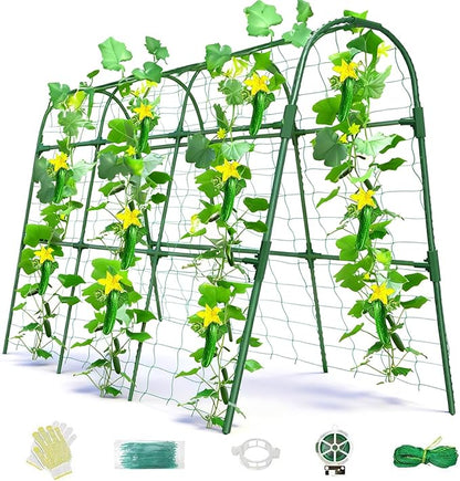 Cucumber Trellis for Raised Bed, U-Shape Garden Arch Metal Support for Climbing Plants, Metal Arch Plant Support Vegetables Trellis, Plant Support for Vine Outdoor (Green, 47*30*47inch(L*W*H))