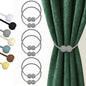 Hion Magnetic Curtain Tiebacks Grey 6 Pack, Curtain Tiebacks Buckles Holdbacks Holders Hooks Clip for Home Bedroom Office Decorative Thick or Thin Curtain