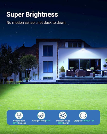 DEWENWILS 2-Pack 65W LED Flood Light Outdoor, 6670 LM Super Bright Security Lights Switch Controlled, IP65 Waterproof, 5000K Flood Lights Outdoor for Yard, Garage, Garden, UL Listed