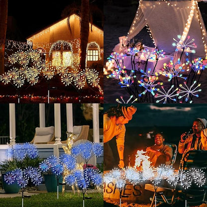 JJGoo Solar Garden Lights, New Upgraded 2 Pack Solar Swaying Starburst Light, Waterproof Fireworks Outdoor Lights, Yard Patio Pathway Decoration, Colorful