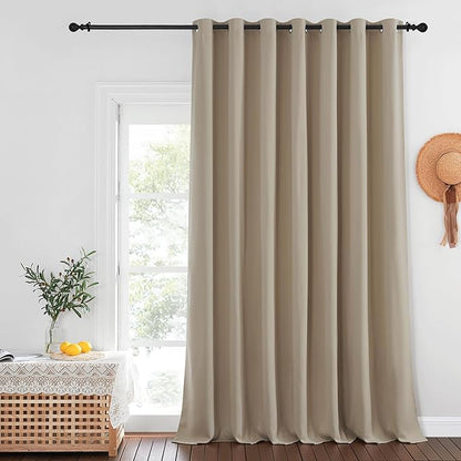 NICETOWN Patio Door Curtain Sound Blocking, Bedroom Privacy Room Divider Curtain, Thermal Insulated Blackout Closet Sliding Door Shade (1 Panel, 100" Wide x 120" Long, Taupe)