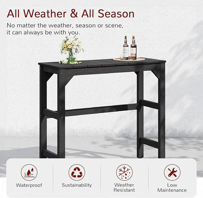 Stoog All-Weather Patio Bar Table, Outdoor Bar Table with Adjustable Feet, Patio Counter Bar Height Tables with Waterproof Top, Never Fade or Rot, for Garden, Balcony, Deck, and Poolside, Black