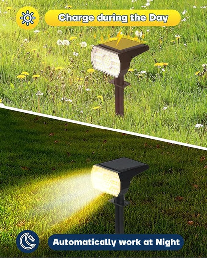 Kaxiida Solar Lights Outdoor Waterproof IP68, 3 Lighting Models Solar Powered Spot Lights Outdoor, 56LED Solar Light Dusk to Dawn for Yard Patio Garden Pathway Landscape Lighting (Warm White,10 Pack)