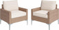 Jing's Villa 2-Piece Outdoor Sectional Single Chair Set, All-Weather Wicker Patio Furniture with L/R Armrest & Cushions, Comfortable Garden Conversation Set for Backyard, Poolside, Deck,Beige