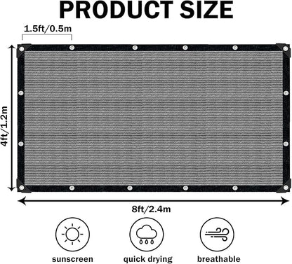 Grey Sun Shade Cloth,Pergola Shade Cover with Reinforced Grommets,90% Shade Fabric Fence Privacy Screen Balcony,Pergola Shade Cover Canopy Garden Carport Porch Deck Patio Shade Cover,4x8FT