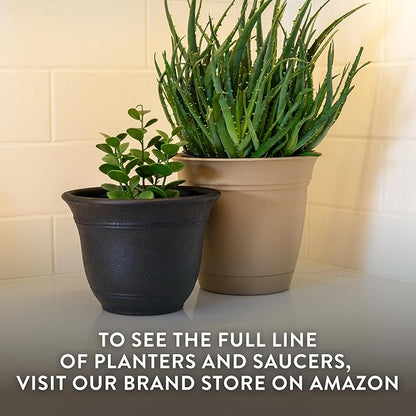 The HC Companies Sierra Round Self-Watering Pot - Lightweight Plastic Planter for Herbs & More - Durable Plant Pots for Indoor Plants & Outdoor Plants (13” Arizona Sand, Pack of 2)