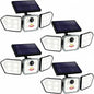 Bionic Flood Light 4 Pk Solar Lights Outdoor Waterproof, Ultra Bright 89 LEDs, 3 Heads Wide Angle Motion Sensor Outdoor Lights for Security, Wall, House, Spot Light, IP65 Waterproof – Stakes Included