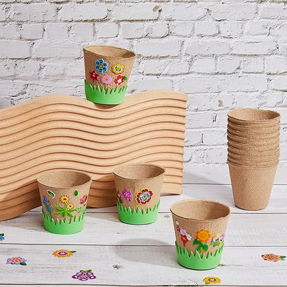 Jecery 30 Sets Garden Paper Craft Kit DIY Foam Flower Pots, Flower Planting and Growing Kit for Spring Summer Early Graduation DIY Crafts