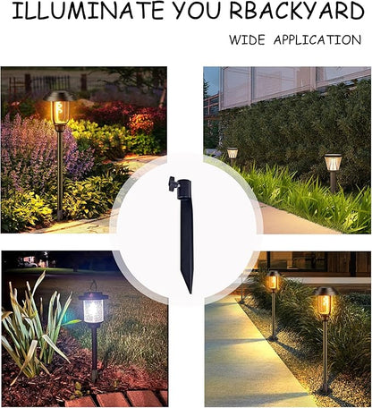 Outdoor Metal Stakes for Ground, Garden Stakes for Lights,Used for Replacement Metal Ground Spike in Live Flame Torches and Solar Lights-6.7 Inch (Black 4 Pack)