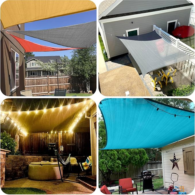 SUNLAX Sun Shade Sail 8' x 10' Dark Grey Rectangle Canopy Sail Shade Cover UV Block Permeable Sunshade Outdoor for Patio Backyard (We Make Custom Size)