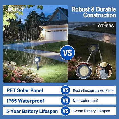 Solar Lights Outdoor Waterproof IP65,6500K Super Bright LED,2 Lighting Modes, Solar Powered Yard Garden Solar Spot Lights for Flag Landscape Auto On/Off-8 Pack