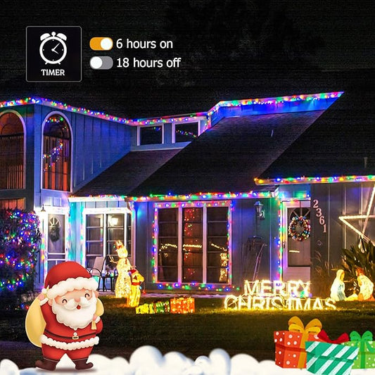 String Lights 163 ft Multicolor 500 LED, 8 Modes and Timer