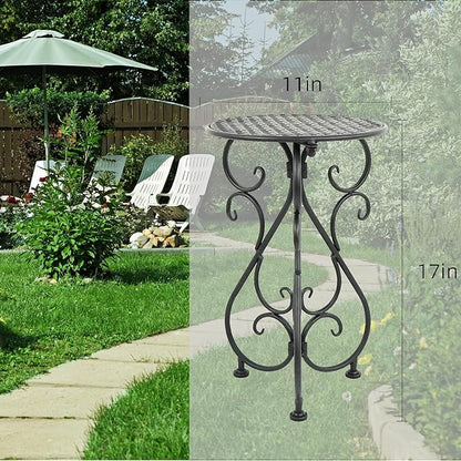 Metal Plant Stands 2 Pack, Heavy Duty Plant Pedestal 17" Tall, Single Flower Pot Holder for Indoor, Outdoor, Patio, Porch, Garden, Balcony, Black