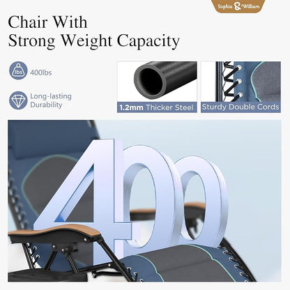 Sophia & William Oversized XXL Zero Gravity Chair Set of 2, Outdoor Recliner - Image 4