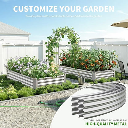 Galvanized Raised Garden Bed,Outdoor Planter Box Metal Patio Kit Planting Bed for Vegetables Flowers Herb (Galvanized, 6x3x1ft-2p)