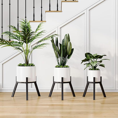 Adjustable Plant Stands Set of 2, Metal Small Plant Holder, Heavy Duty Stable Flower Holder Stand Rack for Various Pot Sizes Indoor Outdoor Corner Living Room Balcony Office Black PS-007BK-2