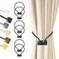 Hion Magnetic Curtain Tiebacks Black 6 Pack, Curtain Tiebacks Buckles Holdbacks Holders Hooks Clip for Home Bedroom Office Decorative Thick or Thin Curtain