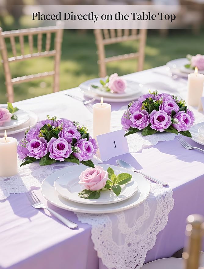 Artificial Flower Ball Centerpieces, Lilac Silk Roses